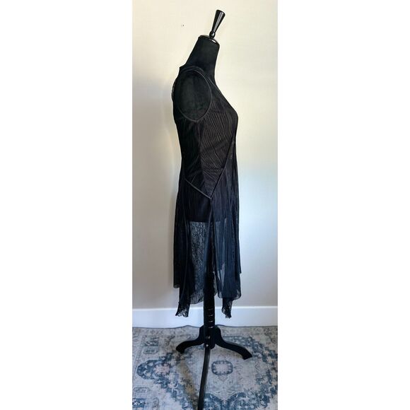 BCBGmaxazria Irregular Hem Black Stretch Lace Slip Dress Size XS (Fits like S\M) - Picture 5 of 9